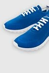 Kiton Blue men's textile sneakers - Logo, contrast sole. 90% cotton, 10% elastane. laces. height 2 cm. Country of manufacture: Italy. Care: specialized cleaning - photo 5