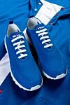 Blue men's textile sneakers Kiton - Logo, contrast sole. 90% cotton, 10% elastane. laces. height 2 cm. Country of manufacture: Italy. Care: specialized cleaning - photo 6