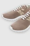 Kiton Brown men's textile sneakers - Logo, contrast sole. 90% cotton, 10% elastane. laces. height 2 cm. Country of manufacture: Italy. Care: specialized cleaning - photo 5