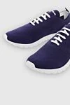 Blue men's textile sneakers Kiton - Logo, contrast sole. 90% cotton, 10% elastane. laces. height 2 cm. Country of manufacture: Italy. Care: specialized cleaning - photo 4