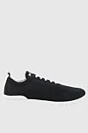 Kiton Black textile sneakers for men - Logo, contrast sole. 90% cotton, 10% elastane. laces. height 2 cm. Country of manufacture: Italy. Care: specialized cleaning - photo 1