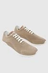 Kiton Beige men's textile sneakers - Logo, contrast sole. 90% cotton, 10% elastane. laces. height 2 cm. Country of manufacture: Italy. Care: specialized cleaning - photo 3