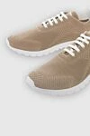 Kiton Beige men's textile sneakers - Logo, contrast sole. 90% cotton, 10% elastane. laces. height 2 cm. Country of manufacture: Italy. Care: specialized cleaning - photo 5