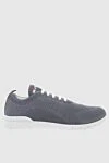 Kiton Gray men's textile sneakers - Logo, contrast sole. 90% cotton, 10% elastane. laces. height 2 cm. Country of manufacture: Italy. Care: specialized cleaning - photo 1