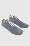 Kiton Gray men's textile sneakers - Logo, contrast sole. 90% cotton, 10% elastane. laces. height 2 cm. Country of manufacture: Italy. Care: specialized cleaning - photo 3