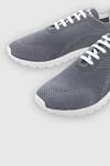 Kiton Gray men's textile sneakers - Logo, contrast sole. 90% cotton, 10% elastane. laces. height 2 cm. Country of manufacture: Italy. Care: specialized cleaning - photo 5