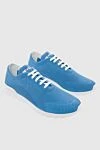 Kiton Blue textile sneakers for men - Logo, contrast sole. 90% cotton, 10% elastane. laces. height 2 cm. Country of manufacture: Italy. Care: specialized cleaning - photo 3