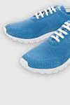 Kiton Blue textile sneakers for men - Logo, contrast sole. 90% cotton, 10% elastane. laces. height 2 cm. Country of manufacture: Italy. Care: specialized cleaning - photo 5