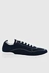 Kiton Blue men's textile sneakers - Logo, contrast sole. 90% cotton, 10% elastane. laces. height 2 cm. Country of manufacture: Italy. Care: specialized cleaning - photo 1