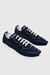 Kiton Blue men's textile sneakers - Logo, contrast sole. 90% cotton, 10% elastane. laces. height 2 cm. Country of manufacture: Italy. Care: specialized cleaning - photo 3