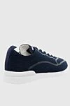 Blue men's textile sneakers Kiton - Logo, contrast sole. 90% cotton, 10% elastane. laces. height 2 cm. Country of manufacture: Italy. Care: specialized cleaning - photo 4