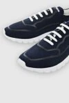 Kiton Blue men's textile sneakers - Logo, contrast sole. 90% cotton, 10% elastane. laces. height 2 cm. Country of manufacture: Italy. Care: specialized cleaning - photo 5