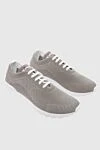 Kiton Gray men's textile sneakers - Logo, contrast sole. 90% cotton, 10% elastane. laces. height 2 cm. Country of manufacture: Italy. Care: specialized cleaning - photo 3