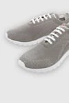 Kiton Gray men's textile sneakers - Logo, contrast sole. 90% cotton, 10% elastane. laces. height 2 cm. Country of manufacture: Italy. Care: specialized cleaning - photo 5