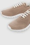 Kiton Beige men's textile sneakers - Logo, contrast sole. 90% cotton, 10% elastane. laces. height 2 cm. Country of manufacture: Italy. Care: specialized cleaning - photo 5