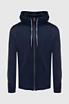 Kiton Blue cotton sweatshirt for men - hood. 100% cotton. zipper, drawstring. two side pockets. Country of manufacture: Italy. Care: specialized cleaning - photo 1