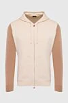 Kiton Beige cotton sweatshirt for men - contrasting sleeves. hood. 100% cotton. zipper, drawstring. two side pockets. Country of manufacture: Italy. Care: specialized cleaning - photo 1