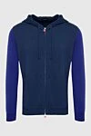 Kiton Blue cotton sweatshirt for men - contrasting sleeves. hood. 100% cotton. zipper, drawstring. two side pockets. Country of manufacture: Italy. Care: specialized cleaning - photo 1