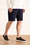 Brunello Cucinelli Blue cotton shorts for men - raw edge. 100% linen. Closure: zipper, button. Three side pockets, two back pockets. Country of manufacture: Italy. Care: specialized cleaning - photo 3