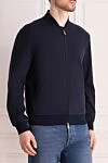 Brunello Cucinelli Кофта спортивная из хлопка и полиамида синяя мужская - 94% хлопок, 6% полиамид. молния. карманы боковые. Страна производитель: Италия. Уход: специализированная чистка - фото 3