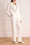 Fabiana Filippi White linen pantsuit for women - hood. 100% linen. buttons, belt. two side pockets, two trouser pockets. Country of manufacture: Italy. Care: specialized cleaning - photo 3