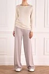 Beige wool pants for women Fabiana Filippi - 100% wool. elastic belt. Country of manufacture: Italy. Care: specialized cleaning - photo 2