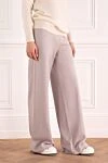 Fabiana Filippi Beige wool pants for women - 100% wool. elastic belt. Country of manufacture: Italy. Care: specialized cleaning - photo 3