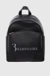 Billionaire Black leather backpack for men - logo. 100% genuine leather. front pocket. Closure: Zipper. Country of manufacture: Italy. Care: specialized cleaning - photo 1