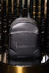 Black leather backpack for men Billionaire - logo. 100% genuine leather. front pocket. Closure: Zipper. Country of manufacture: Italy. Care: specialized cleaning - photo 4