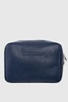 Billionaire Men's clutch bag made of genuine leather blue - Embossed brand name. 100% genuine leather. Closure: Zipper. 4 compartment. Country of manufacture: Italy. Care: specialized cleaning - photo 1