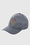 Billionaire Cap made of cotton and leather gray for men - Logo embroidery. 100% cotton, 10% leather. Country of manufacture: Italy. Care: specialized cleaning - photo 3