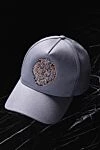 Billionaire Cap made of cotton and leather gray for men - Logo embroidery. 100% cotton, 10% leather. Country of manufacture: Italy. Care: specialized cleaning - photo 5