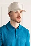 White cotton cap for men Cesare di Napoli - 100% cotton. Country of manufacture: Italy. Care: specialized cleaning - photo 2