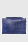 Bottega Veneta Blue genuine leather folder for men - Textured knitting. 100% genuine leather. Closure: Zipper. Country of manufacture: Italy. Care: specialized cleaning - photo 1