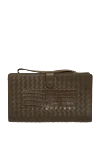 Bottega Veneta Men's clutch bag made of genuine leather and crocodile leather green - Weaving, textured leather. 80% genuine leather, 20% Crocodile skin. Button. 4 compartment. Country of manufacture: Italy. Care: specialized cleaning - photo 1