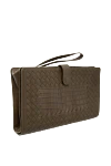 Bottega Veneta Men's clutch bag made of genuine leather and crocodile leather green - Weaving, textured leather. 80% genuine leather, 20% Crocodile skin. Button. 4 compartment. Country of manufacture: Italy. Care: specialized cleaning - photo 3