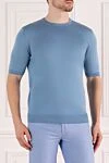 Cesare di Napoli Blue short sleeve silk jumper for men - Short sleeve. 100% silk. Country of manufacture: Italy. Care: specialized cleaning - photo 3