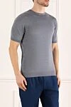 Cesare di Napoli Silk short sleeve jumper gray for men - Short sleeve. 100% silk. Country of manufacture: Italy. Care: specialized cleaning - photo 3