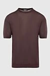 Cesare di Napoli Short-sleeved jumper in silk brown for men - Optional: Short sleeve. Composition: 100% silk. Country of manufacture: Italy. Care: specialized cleaning - photo 1