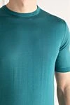 Cesare di Napoli Short sleeve jumper in silk green for men - Short sleeve. 100% silk. Country of manufacture: Italy. Care: specialized cleaning - photo 5