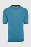 Cesare di Napoli Men's blue short sleeve silk jumper - Short sleeve. 100% silk. Country of manufacture: Italy. Care: specialized cleaning - photo 1