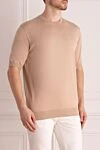 Cesare di Napoli Short sleeve jumper in silk and cotton beige for men - Short sleeve. 55% silk, 45% cotton. Country of manufacture: Italy. Care: specialized cleaning - photo 3