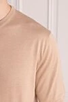 Cesare di Napoli Short sleeve jumper in silk and cotton beige for men - Short sleeve. 55% silk, 45% cotton. Country of manufacture: Italy. Care: specialized cleaning - photo 5