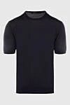 Cesare di Napoli Short sleeve jumper in silk and cotton black for men - Short sleeve. 55% silk, 45% cotton. Country of manufacture: Italy. Care: specialized cleaning - photo 1