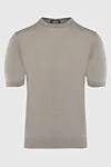 Cesare di Napoli Short sleeve jumper in silk and cotton beige for men - Optional: Short sleeve. Composition: 50% silk, 50% cotton. Country of manufacture: Italy. Care: specialized cleaning - photo 1