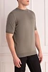 Cesare di Napoli Short sleeve jumper in silk and cotton beige for men - Optional: Short sleeve. Composition: 50% silk, 50% cotton. Country of manufacture: Italy. Care: specialized cleaning - photo 3