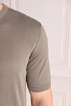 Cesare di Napoli Short sleeve jumper in silk and cotton beige for men - Optional: Short sleeve. Composition: 50% silk, 50% cotton. Country of manufacture: Italy. Care: specialized cleaning - photo 5