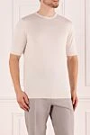 Cesare di Napoli Short sleeve jumper in silk and cotton white for men - Short sleeve. 50% silk, 50% cotton. Country of manufacture: Italy. Care: specialized cleaning - photo 3