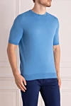 Cesare di Napoli Cotton short sleeve jumper blue for men - Short sleeve. 100% cotton. Country of manufacture: Italy. Care: specialized cleaning - photo 3