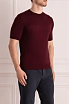 Cesare di Napoli Cotton short sleeve jumper burgundy for men - Optional: Short sleeve. Composition: 100% cotton. Country of manufacture: Italy. Care: specialized cleaning - photo 3